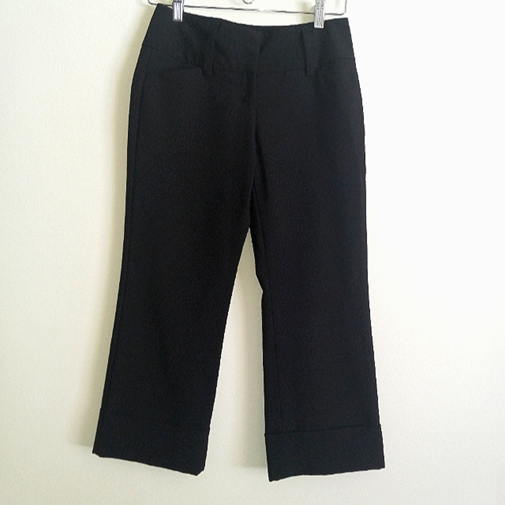 Express Design Studio, Cropped Cuffed Pants, Black, Size 0